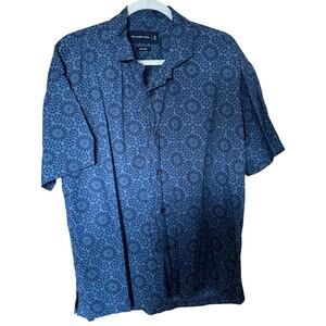 Abercrombie Blue Tonal Floral Camp Collar Shirt XL